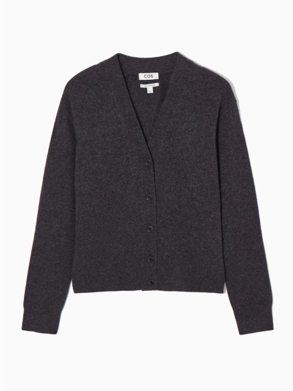 COS Dark Charcoal V-Neck Button-Front Cardigan